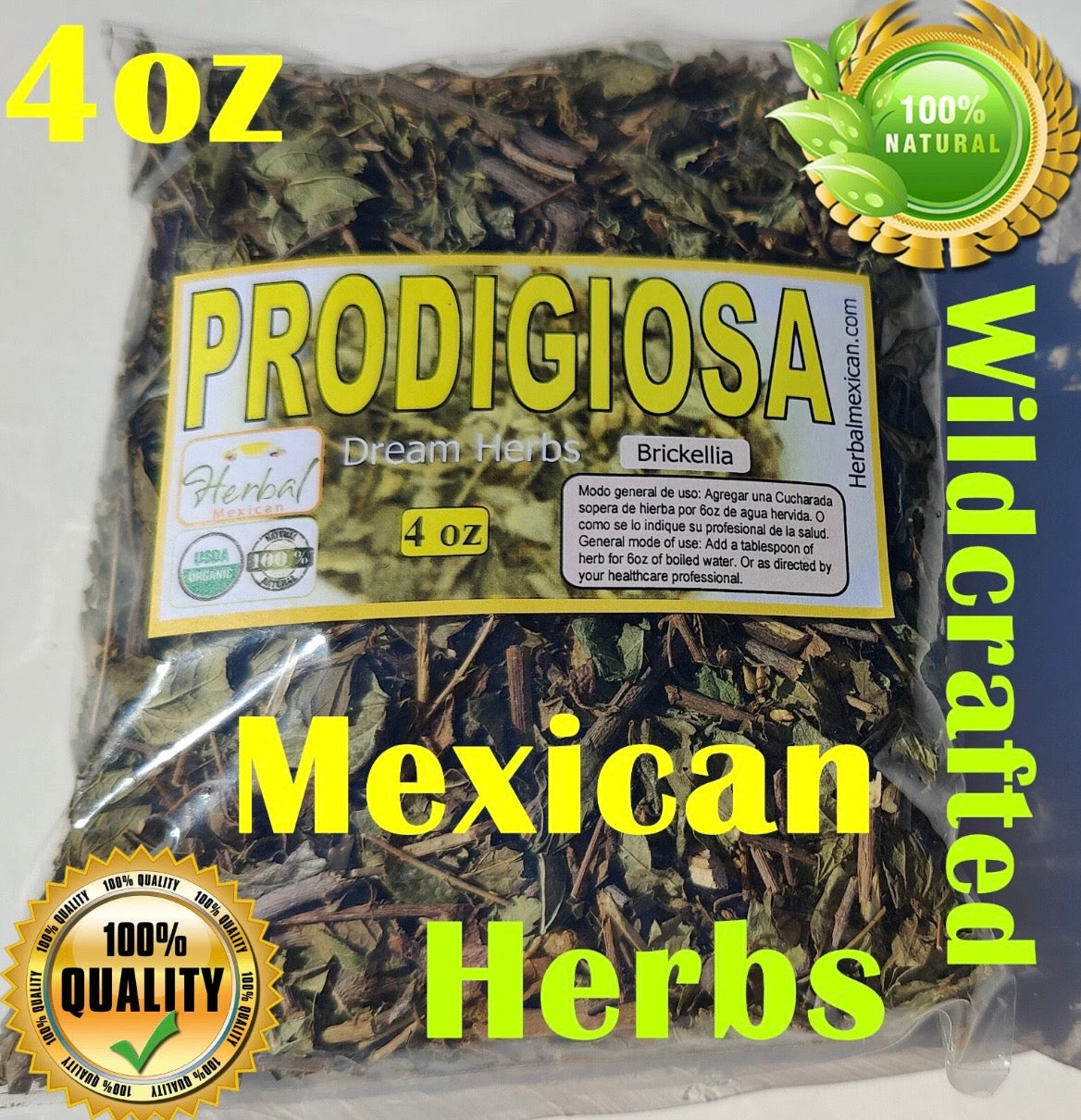 Mexican Dream Herb Prodigiosa, Amula herb, Organic Prodijiosa Wild Crafted Herbs 4oz Great For Lucid Dreaming & Astral Travel.