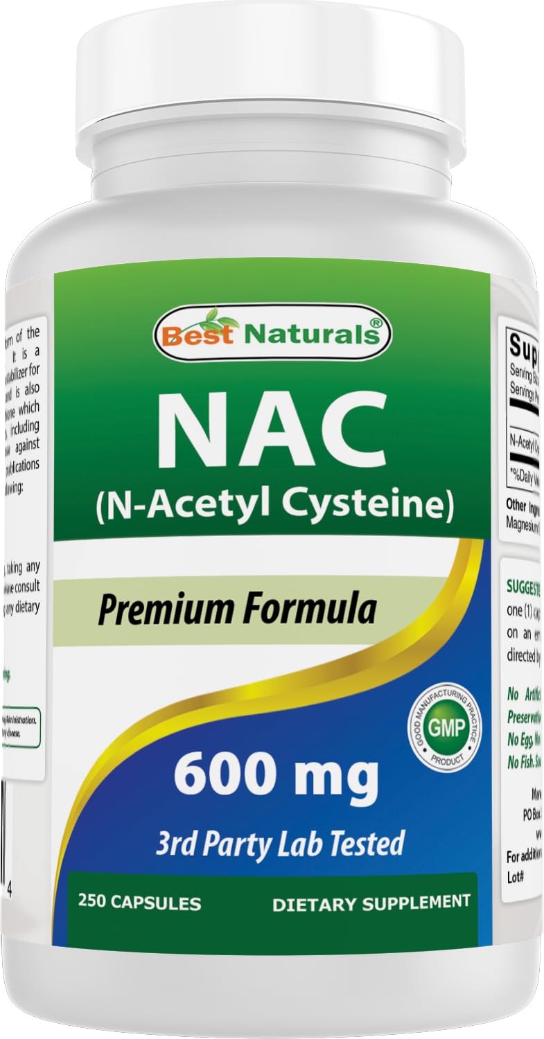 Best Naturals NAC - N Acetyl Cysteine 600 mg 120 Capsules - n Acetyl cysteine - Powerful antioxidant