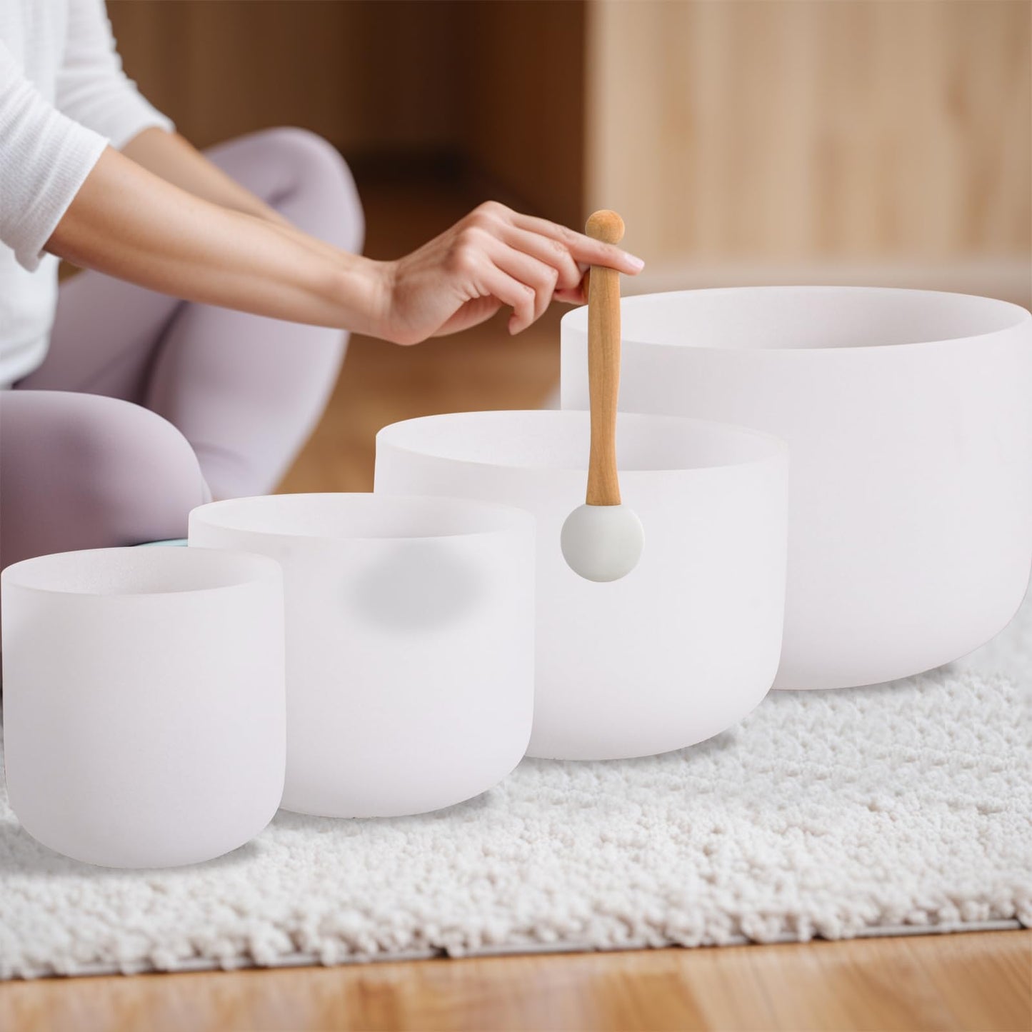 Sevenbowls Singing Bowls 432hz B Note 8-Inch Crystal Singing Bowl With A Free Mallet And O-Ring For Sound Healing, Meditation, Yoga, and Sound Baths
