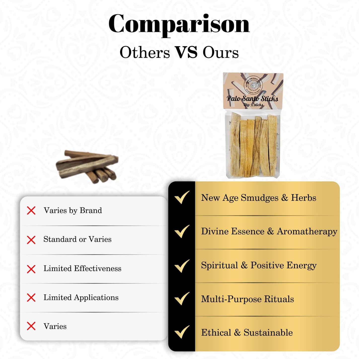 Sacred Palo Santo Wood Incense Sticks - New Age Smudges & Herbs | Harness 'Holy Wood' for Cleansing, Meditation & Energy | Ethically Sourced, Aromatic | 6 Premium Sticks for Spiritual Enrichment