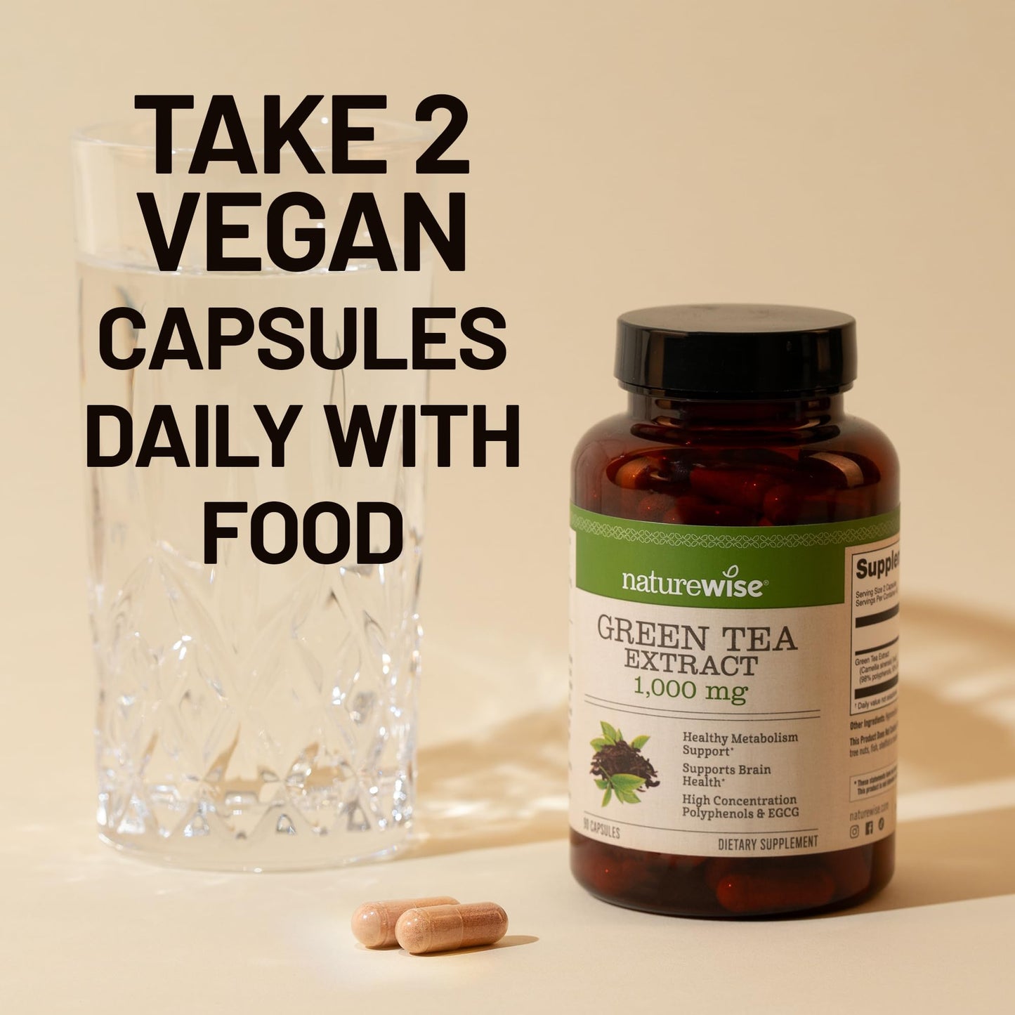 NatureWise Green Tea Extract Capsules 1000 mg - 50% EGCG & 98% Polyphenols - Extra Strength Green Tea Pills - Combats Autoimmune Diseases.