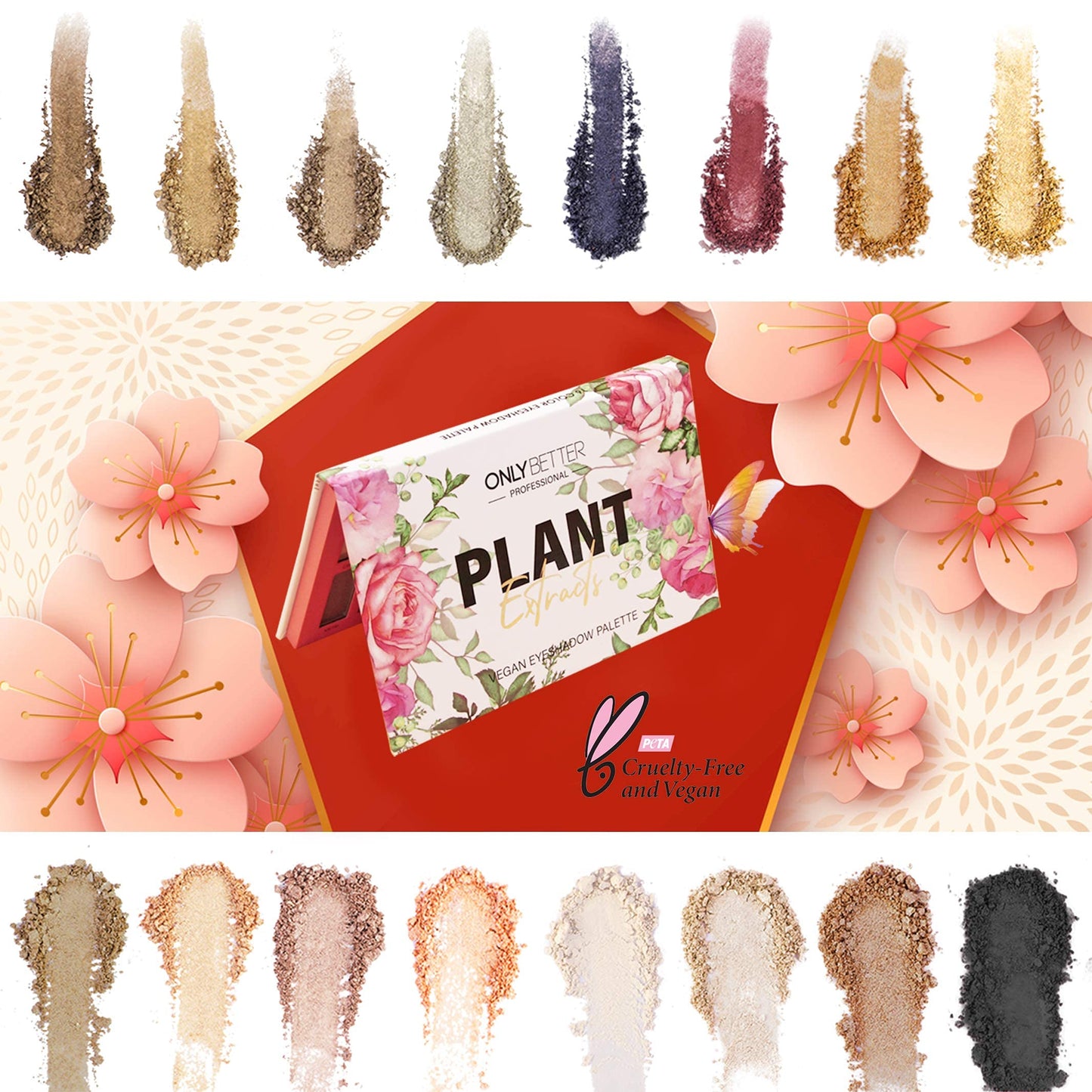 ORGANIC MAKEUP 💄 ONLYBETTER Vegan Eyeshadow Palette, Nude Eyeshadow Palette, 16 Shades Organic Eyeshadow palette high pigmented eyeshadow palette Colorful Eyeshadow Palette Long Lasting Nude Eyeshadow Shimmer Palette