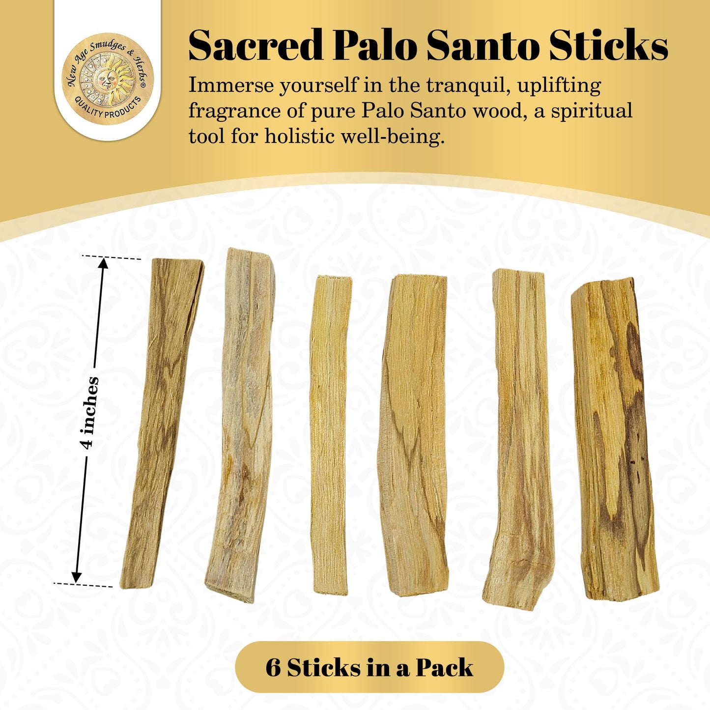 Sacred Palo Santo Wood Incense Sticks - New Age Smudges & Herbs | Harness 'Holy Wood' for Cleansing, Meditation & Energy | Ethically Sourced, Aromatic | 6 Premium Sticks for Spiritual Enrichment