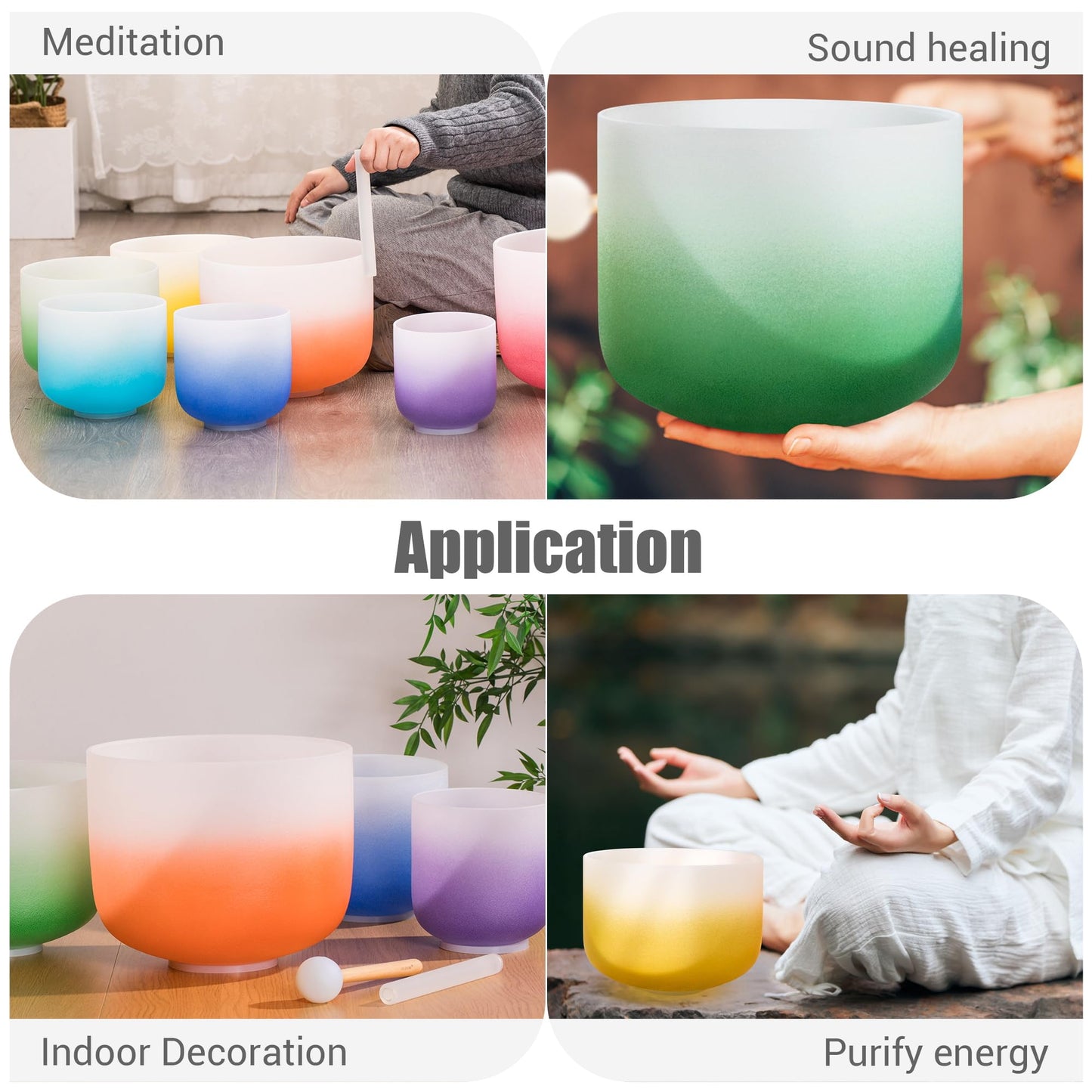 Sevenbowls Singing Bowls 432hz B Note 8-Inch Crystal Singing Bowl With A Free Mallet And O-Ring For Sound Healing, Meditation, Yoga, and Sound Baths