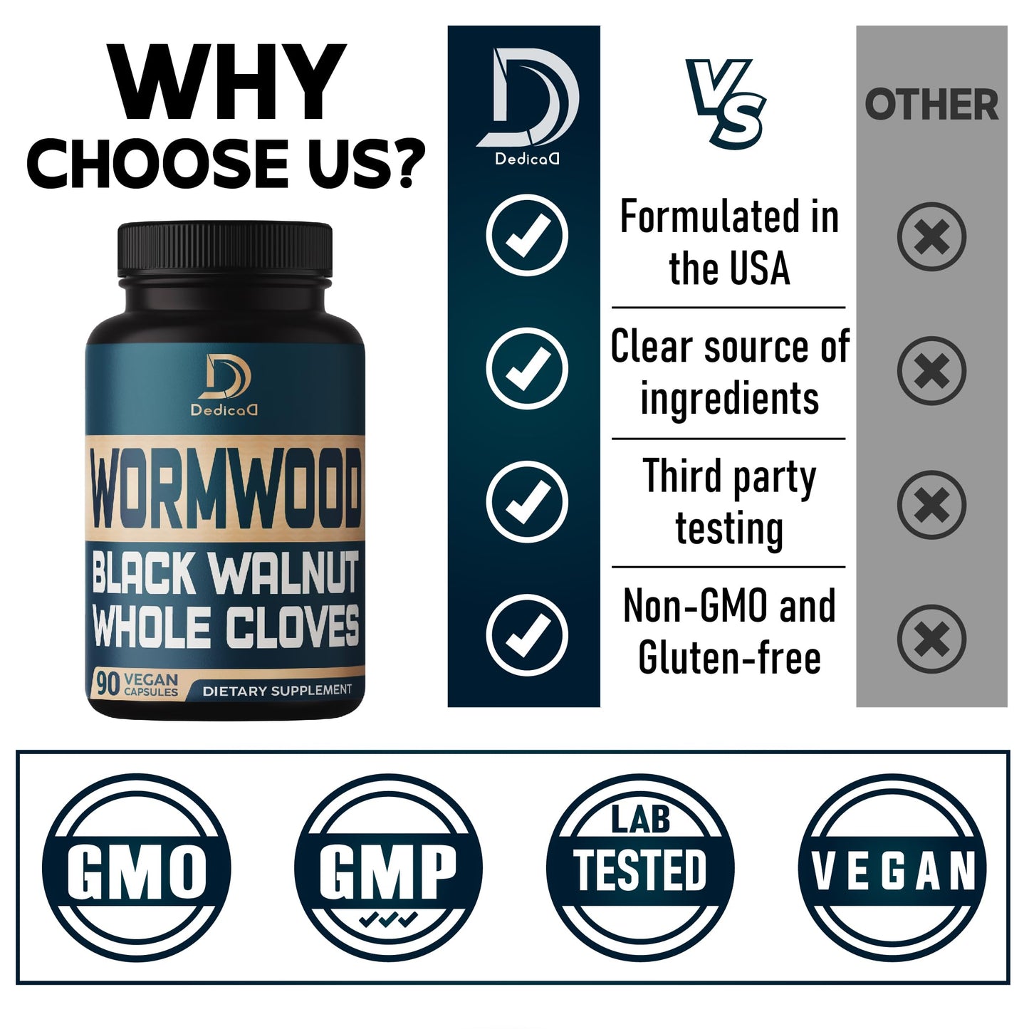 Parasite Cleanse Wormwood Extract - 90 Capsules - 12 Herbs Blended Black Walnut Hulls, Clove & More not Available in UK not available in the Netherlands.