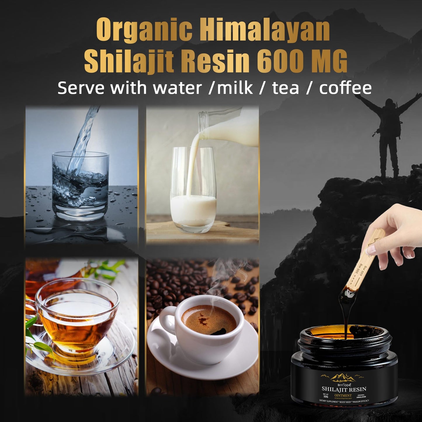 Pure Himalayan Shilajit Resin 600mg | 50 Servings with Fulvic Acid & 85+ Trace Minerals | Vegan, Non-GMO Energy Supplement for Men & Women | Ancient Ayurvedic Formula