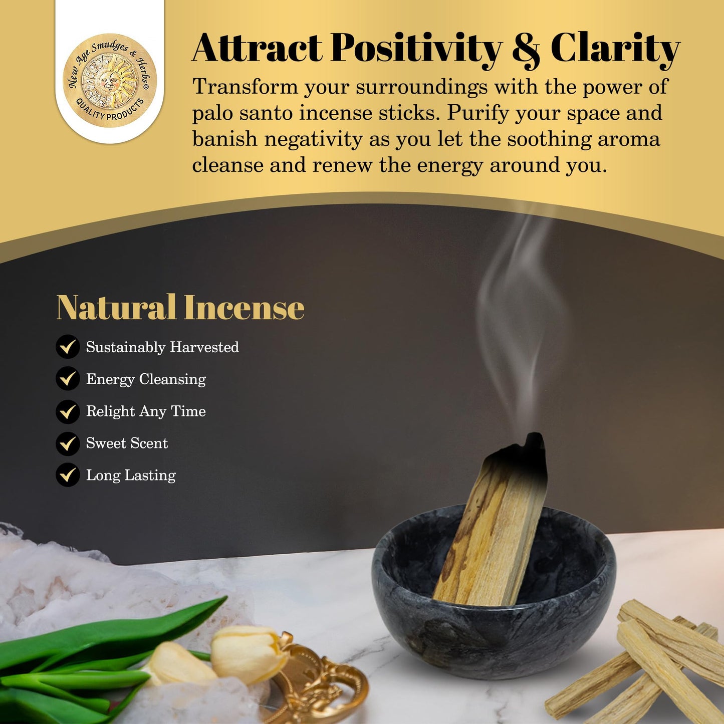 Sacred Palo Santo Wood Incense Sticks - New Age Smudges & Herbs | Harness 'Holy Wood' for Cleansing, Meditation & Energy | Ethically Sourced, Aromatic | 6 Premium Sticks for Spiritual Enrichment