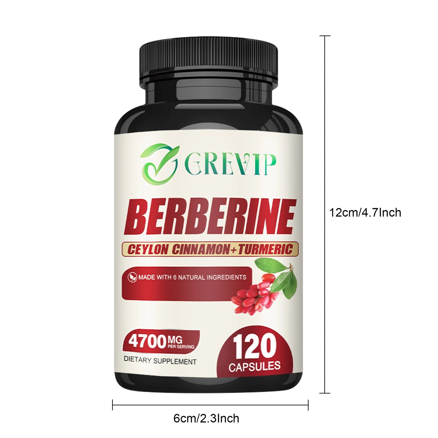 Berberine - with Ceylon Cinnamon - Cardiovascular and Digestive Health, Antioxidant - 120 Capsules