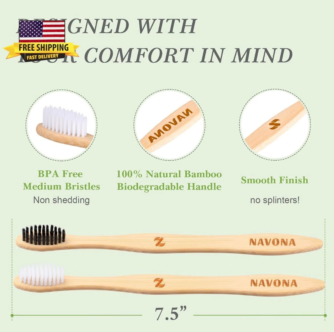 10 PCS Bamboo Toothbrushes, Individually Wrapped Wooden Toothbrushes Bulk Stop Using Plastic Toothbrushes That Contain BPA’s