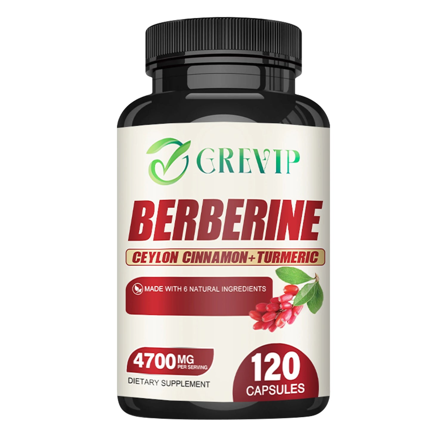 Berberine - with Ceylon Cinnamon - Cardiovascular and Digestive Health, Antioxidant - 120 Capsules