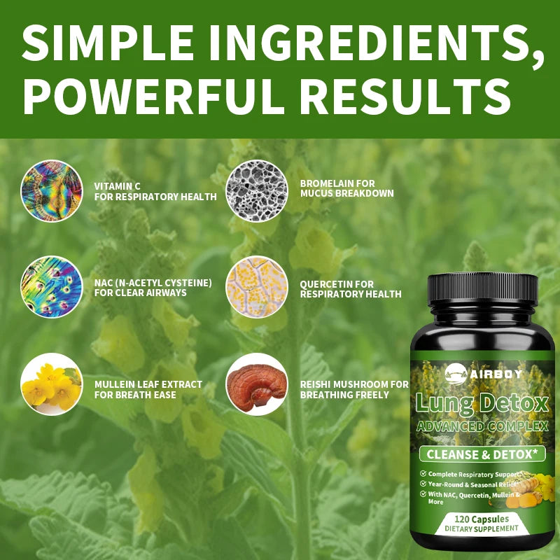 Lung Cleansing and Detoxification - Supports Respiratory Health and Boosts Immunity - 120 Capsules