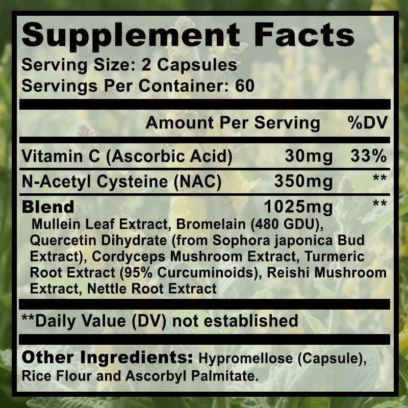 Lung Cleansing and Detoxification - Supports Respiratory Health and Boosts Immunity - 120 Capsules