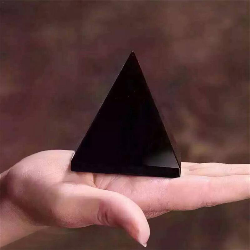 Living Room Natural Arrival Spirit Energy Black Obsidian Pyramid Crystal For Protection Healing Home Desk Decoration Fengshui