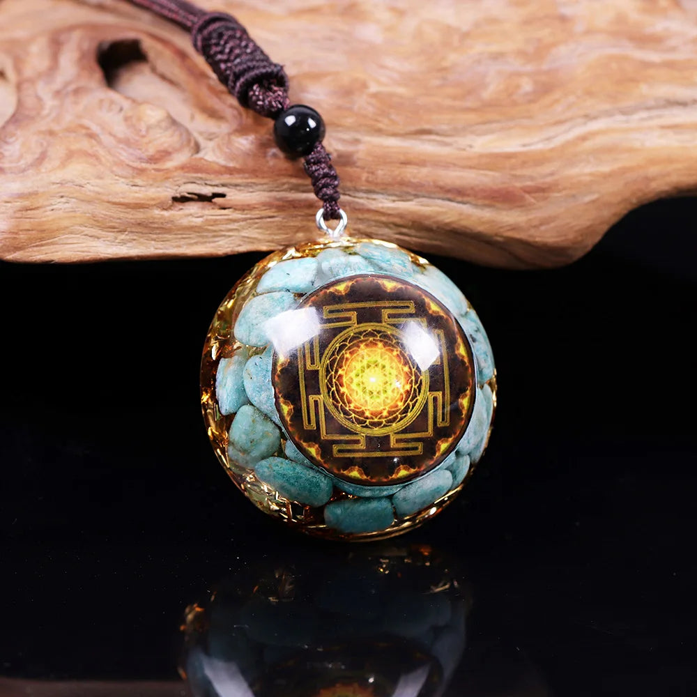 Orgonite Necklace Energy Chakra Natural Stone Pendant Crystal Healing Meditation Amulet.