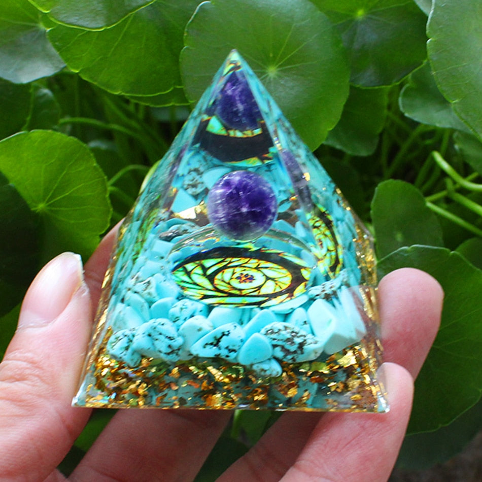 Orgonite Pyramid Crystals Natural Stone Orgone Energy Generator Healing Reiki Chakra Meditation Ornaments Crafts Office Decor