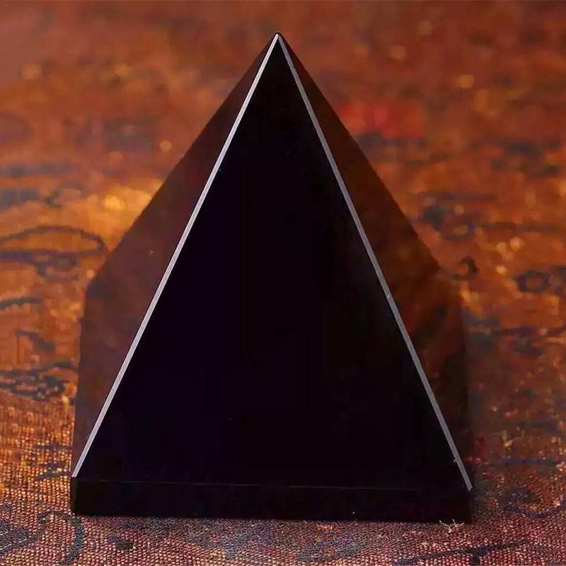 Living Room Natural Arrival Spirit Energy Black Obsidian Pyramid Crystal For Protection Healing Home Desk Decoration Fengshui