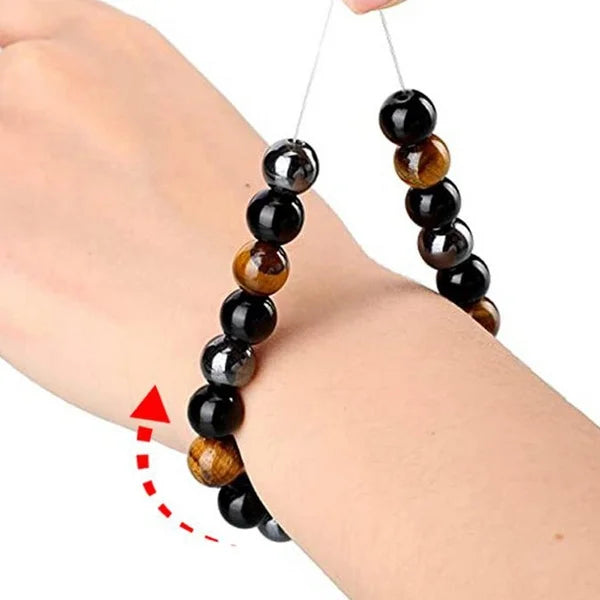 Magnetic Hematite Tiger Eye Obisidian Bracelet Triple Protection Stainless Steel Bracelet