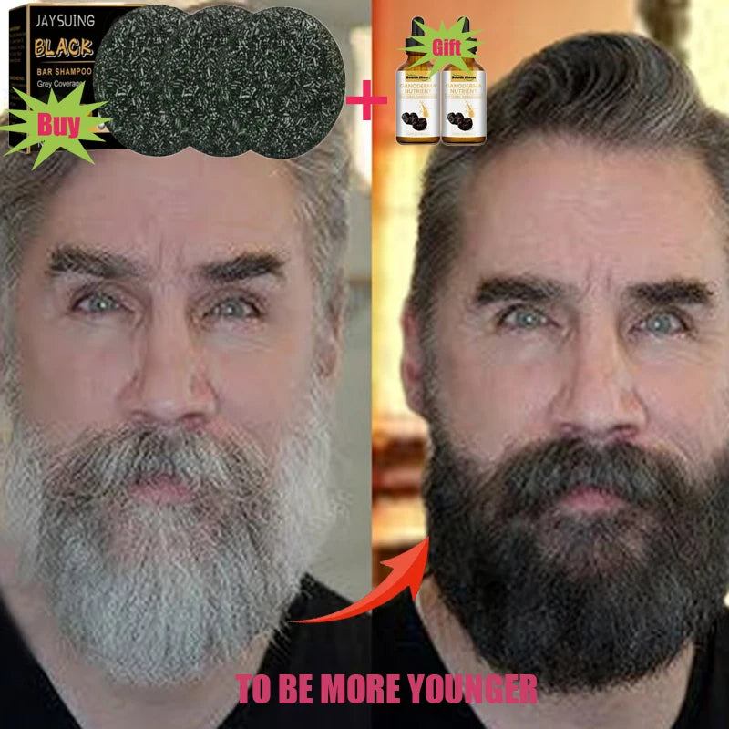 Magic White Hair to Black Shampoo Restore Soap Natural Color Soap Gray Beard Cover Gray Hair Dye Hair Fixing Shampoo Bar