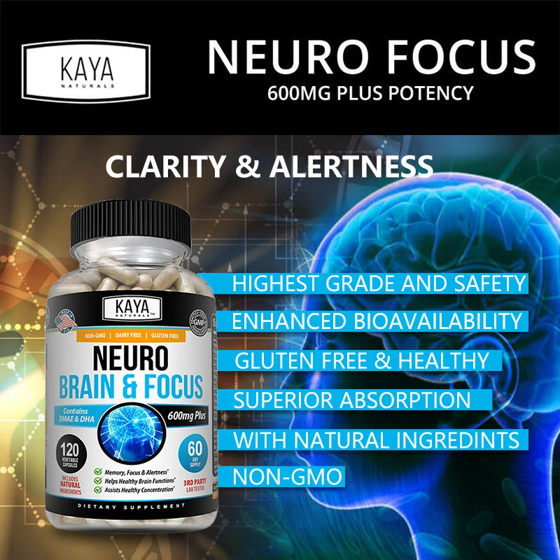 Neuro Brain & Focus Supplement - Healthy Memory Function, Clarity Nootropics Supplement - for Mental Focus, Cognitive Function Only sold in the US