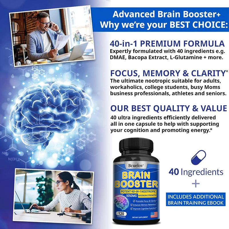 Advanced Brain Booster - Promotes Healthy Brain Development, Improves Memory, Intelligence,Concentration and Learning Abilities.