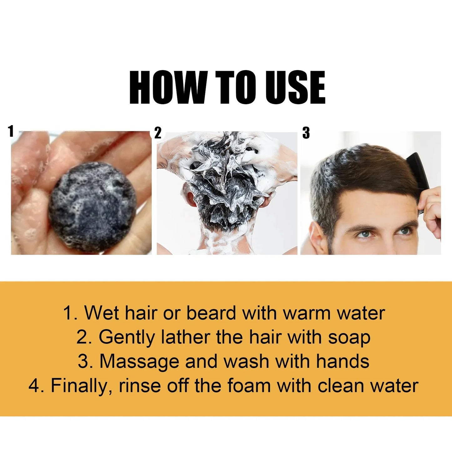 Magic White Hair to Black Shampoo Restore Soap Natural Color Soap Gray Beard Cover Gray Hair Dye Hair Fixing Shampoo Bar