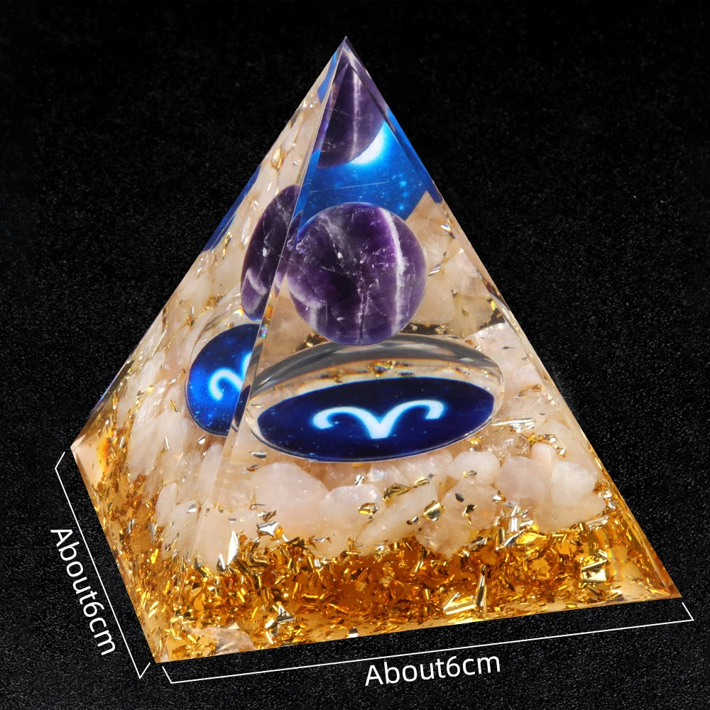 Zodiac Energy Orgone Crystal Pyramid Energetic Alchemy Blocks Radio Frequencies & Harmful EMF Waves Crystal Reiki Chakra Generator.