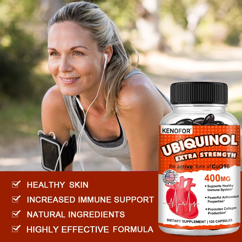 Ubiquinol Heart Health CoQ10 400 mg Softgel Antioxidant - Excellent absorbency, active form for heart, immune & skin health
