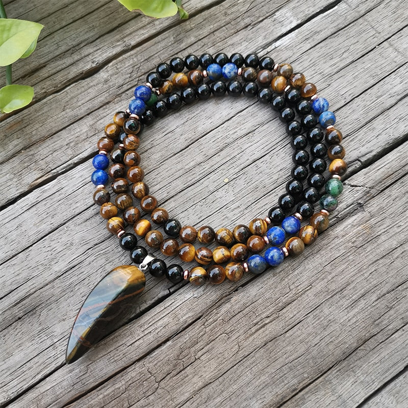 8mm Natural Stone Beads,Lapis,Tigers Eye,Healing,JapaMala Sets,Spiritual Jewelry,Meditation Mala,Inspirational,108 Mala Beads