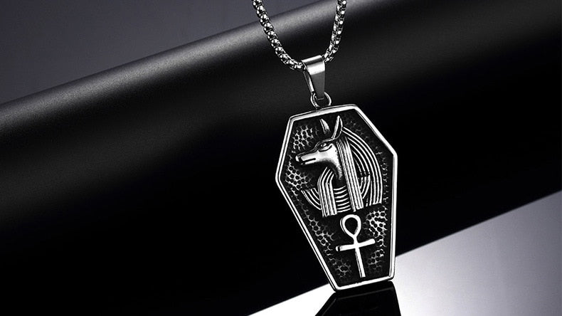 3 Colors Stainless Steel Kemetic Ankh Cross Anubis Pendants Necklace for Men Spiritual Jewelry High Quality Never Fades.