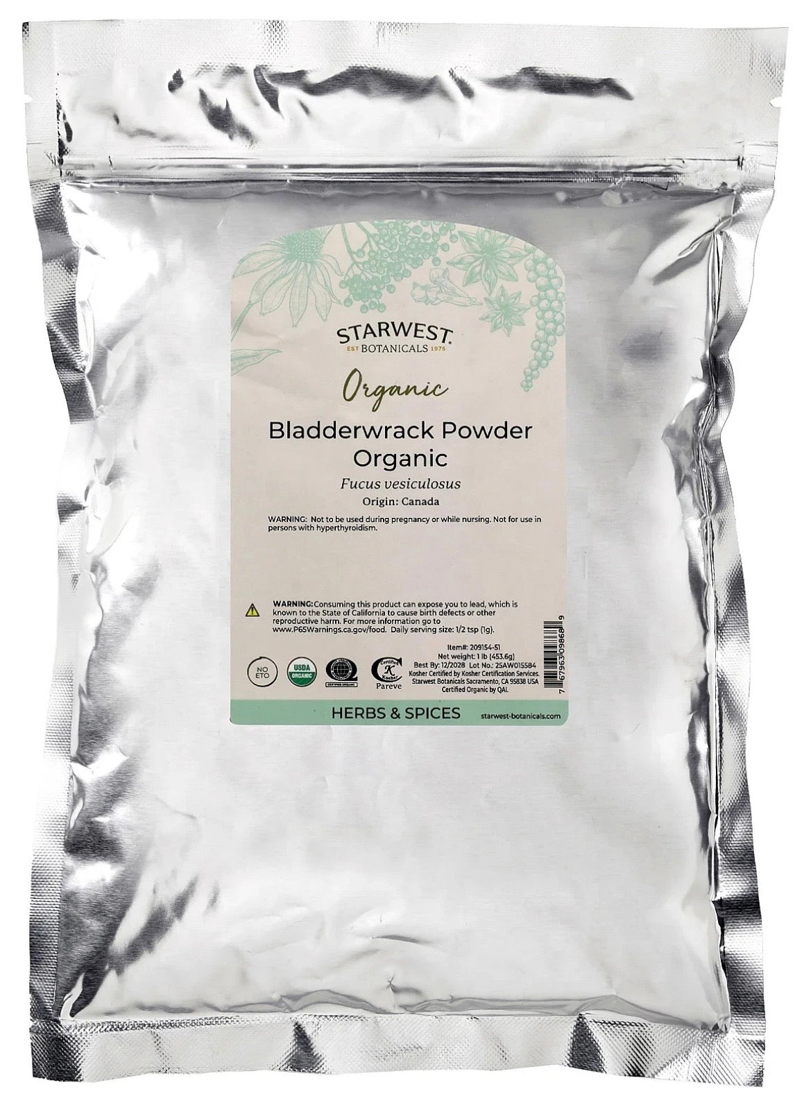 Bladderwrack Powder 1Lbs a nutrient-dense brown seaweed packed with iodine, antioxidants, and dietary fiber supports thyroid function, digestion, and skin health.