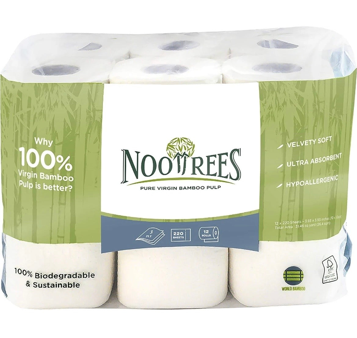Bamboo Toilet Paper, Eco Friendly, Tree-Free, Biodegradable, Septic Safe, Chemical Free