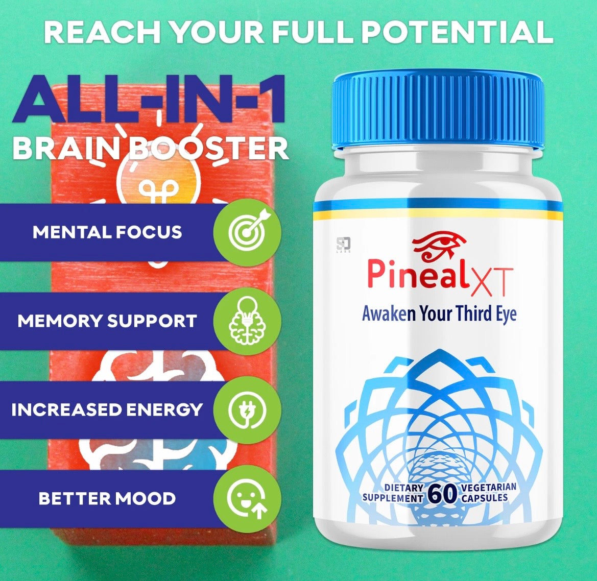 Pineal XT, Pineal Gland Decalcification & Activation Energy Capsules (60 Capsules) Increases Neuromelanin Production Improves Memory.