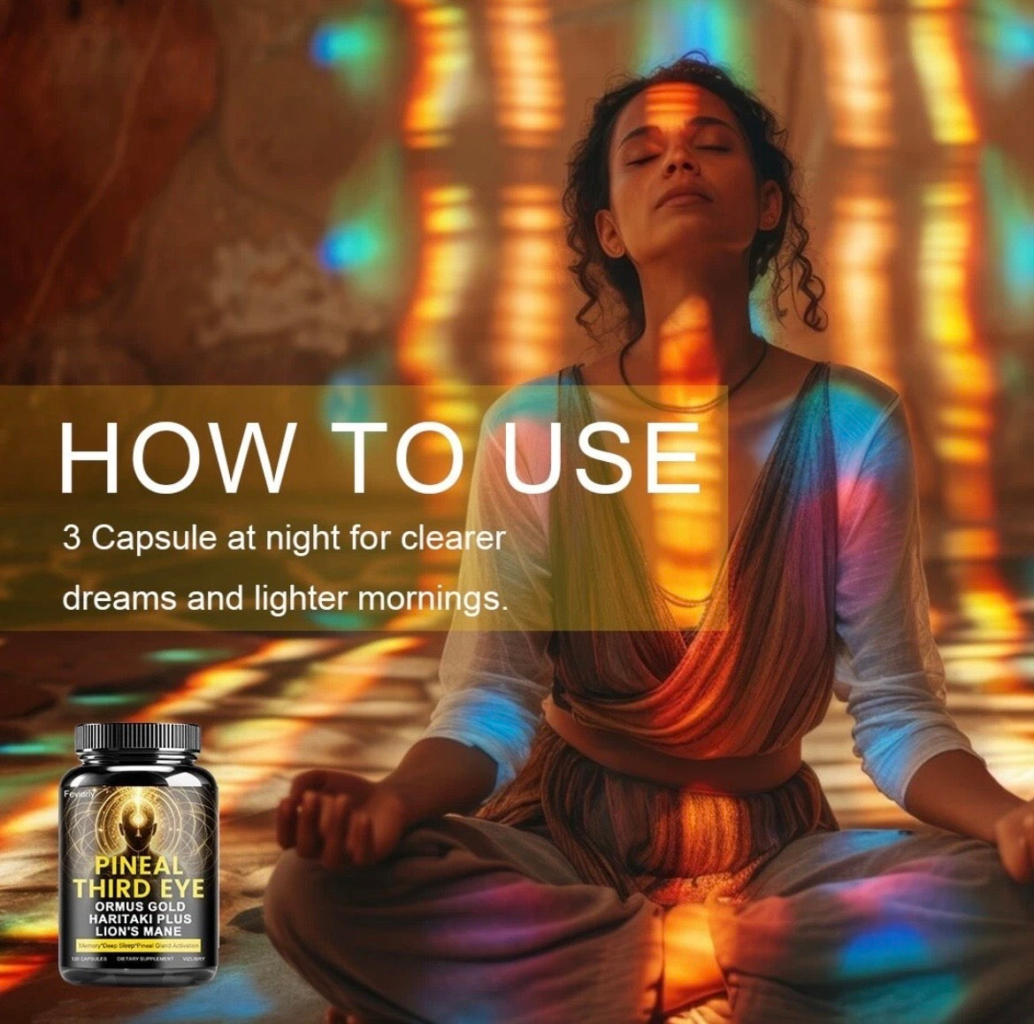 Third Eye Awakening Supplement, Ormus Golden Oil Monoatomic, Haritaki Capsules Decalcify & Activate Pineal Gland