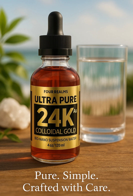 COLLOIDAL GOLD 24K Liquid Gold ORMUS MONATOMIC FourRealms MONATOMIC GOLD LIQUID DNA REGENERATION