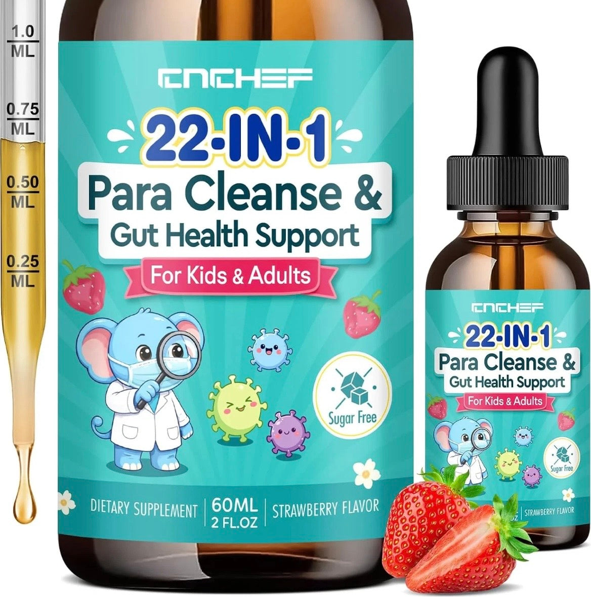 Parasite Cleanse For Kids  22 in 1 Kids Zeolite Detox 2 Fl Oz Strawberry Flavor