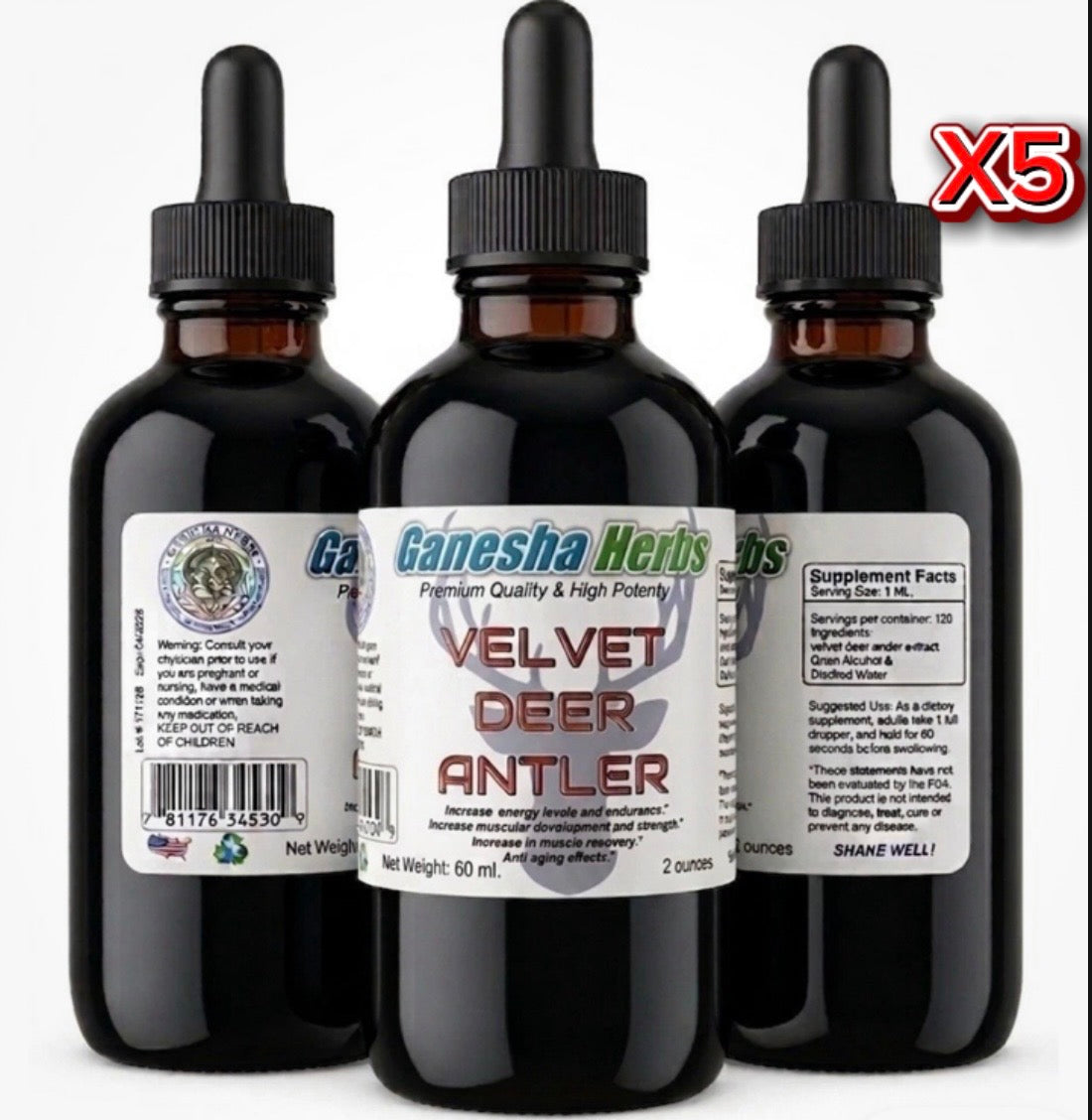 VELVET DEER ANTLER MAXIMUM STRENGTH INCREASES LEVELS OF SEXUAL HORMONES  LIBIDO, INCREASES ENERGY REDUCES BLOOD PRESSURE, MUSCULAR DEVELOPMENT INCREASES STAMINA & STRENGTH.