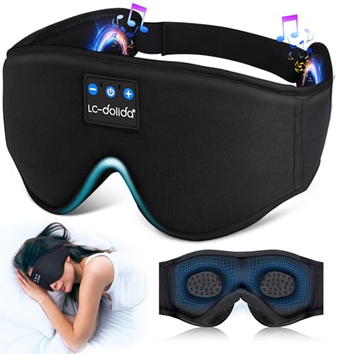 Lucid Dreaming Sleep Headphones, 3D Sleep Mask Bluetooth Wireless Music Eye Mask, Sleeping Headphones for Side Sleepers Sleep Mask with Bluetooth Headphones Ultra-Thin Stereo Speakers Perfect for Sleeping