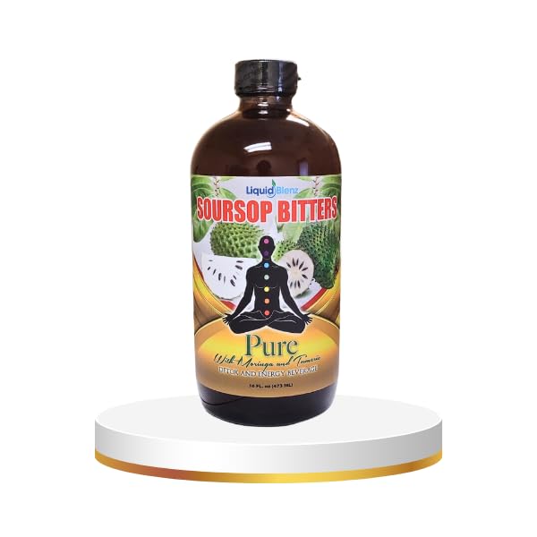 Liquid Blenz Soursop Bitters Detox Energy Chakra Cleanse Beverage with Moringa & Tumeric 16oz