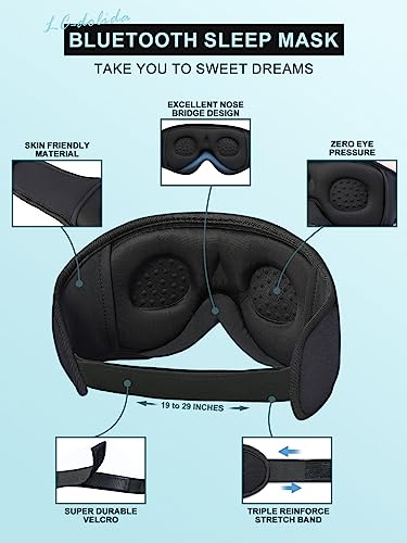 Lucid Dreaming Sleep Headphones, 3D Sleep Mask Bluetooth Wireless Music Eye Mask, Sleeping Headphones for Side Sleepers Sleep Mask with Bluetooth Headphones Ultra-Thin Stereo Speakers Perfect for Sleeping