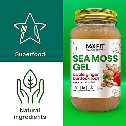 Sea Moss Gel Organic Raw (12 Flavors) 24oz Wildсrafted Gold Sea Moss Gel from Saint Lucia | 92 Vitamins and Minerals | Pure Raw+Non-GMO | Vegan Superfood