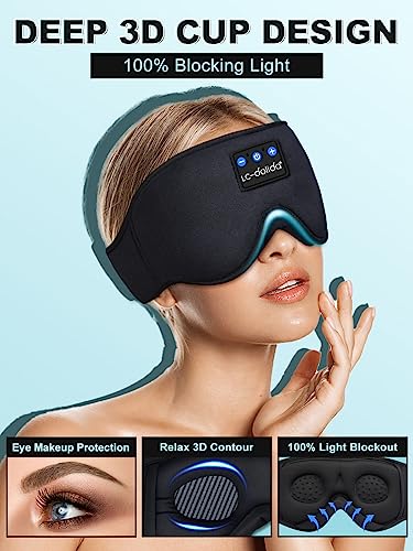 Lucid Dreaming Sleep Headphones, 3D Sleep Mask Bluetooth Wireless Music Eye Mask, Sleeping Headphones for Side Sleepers Sleep Mask with Bluetooth Headphones Ultra-Thin Stereo Speakers Perfect for Sleeping