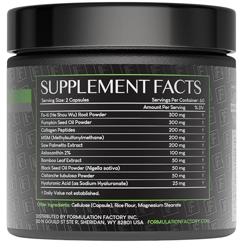 Formulation Factory Crown of Glory 10-in-1 Hair Growth Products - DHT Blocker for Men & Women with Pumpkin Seed Oil - Hair Vitamins for Faster Growth & Thickness - 120 Capsules, 2 Month Supply