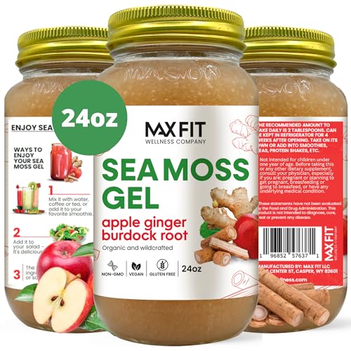 Sea Moss Gel Organic Raw (12 Flavors) 24oz Wildсrafted Gold Sea Moss Gel from Saint Lucia | 92 Vitamins and Minerals | Pure Raw+Non-GMO | Vegan Superfood