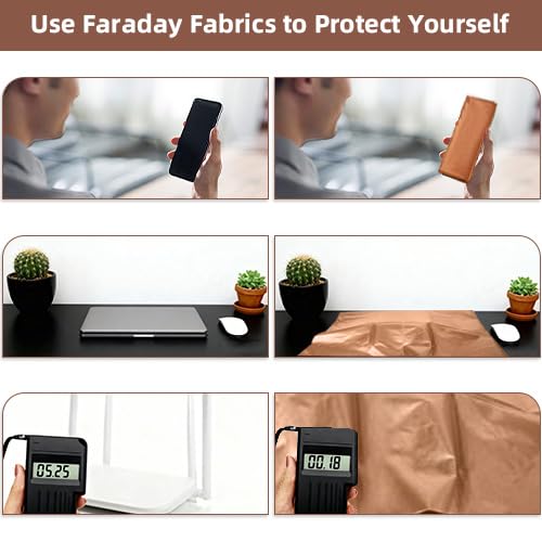 Amerthing Pure Copper Faraday Fabric RF & LF Electromagnetic Fields Gold Color Blocking Fabric 1 Meter (39"x43" inch)