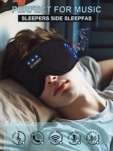 Lucid Dreaming Sleep Headphones, 3D Sleep Mask Bluetooth Wireless Music Eye Mask, Sleeping Headphones for Side Sleepers Sleep Mask with Bluetooth Headphones Ultra-Thin Stereo Speakers Perfect for Sleeping