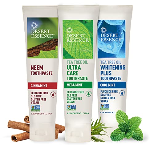 Desert Essence Natural Tea Tree Oil Ultra Care Toothpaste - Mega Mint - 6.25 Oz - Helps Soothe Gums & Reduce Plaque - Freshens Breath & Cleans Teeth - Oral Care - Defends Against Sugar Acids