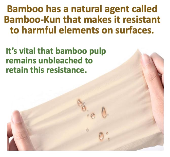 100% Bamboo, thick 3-ply toilet paper, tree-tree, unbleached, all natural, no chemicals 300 sheets per roll.