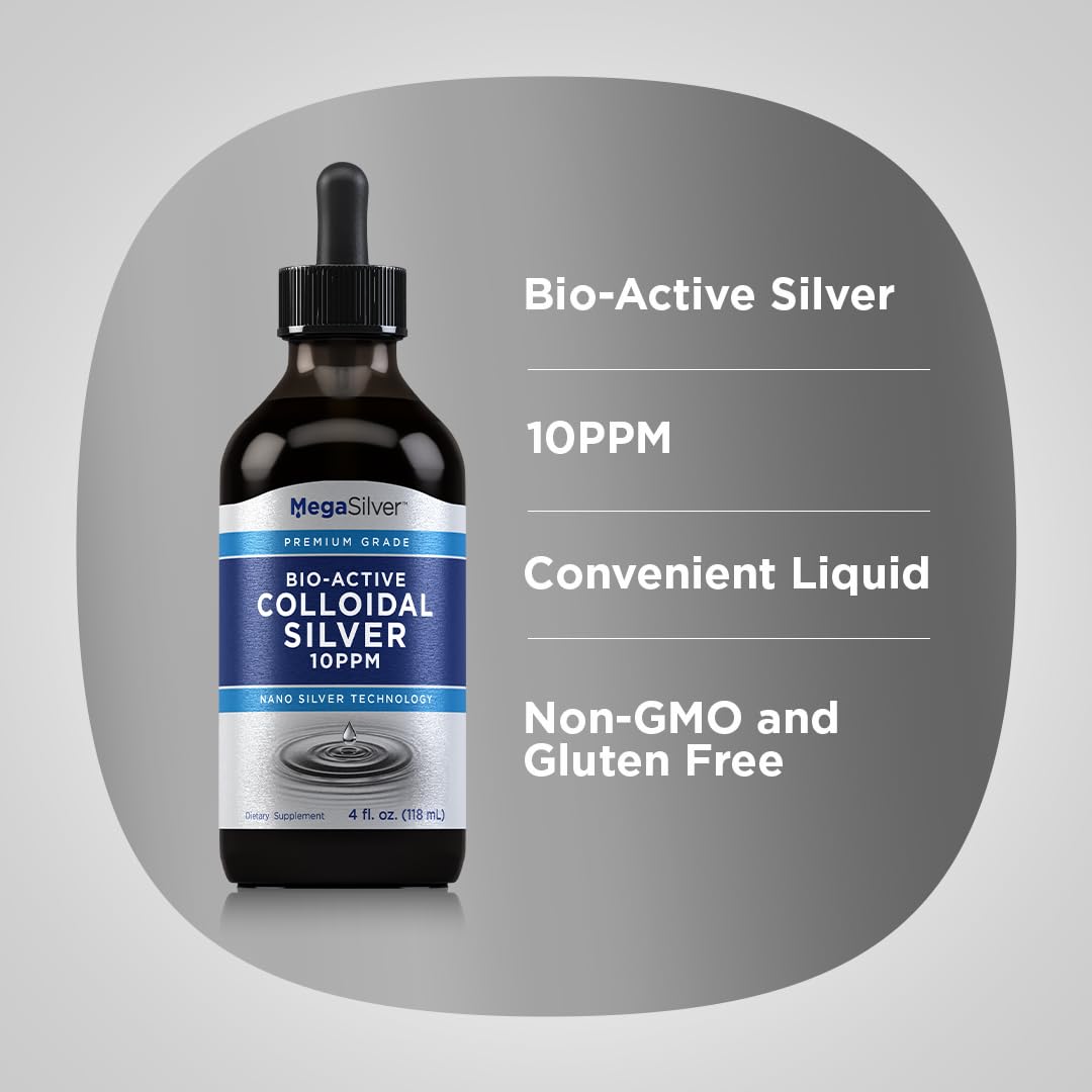 Collodial Silver Drops | 10 ppm | 4 oz | Bio-Active | Convenient Liquid | Nano Silver Technology | Non-GMO, Gluten Free