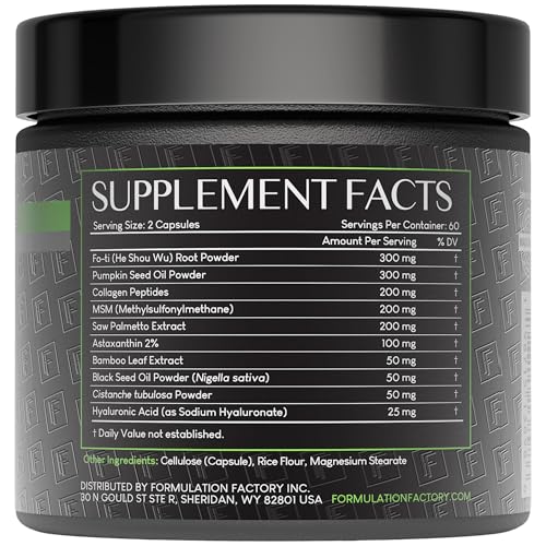 Formulation Factory Crown of Glory 10-in-1 Hair Growth Products - DHT Blocker for Men & Women with Pumpkin Seed Oil - Hair Vitamins for Faster Growth & Thickness - 120 Capsules, 2 Month Supply