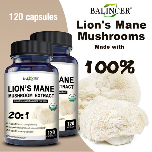 Organic Lion's Mane Capsules | Pure Lion's Mane 20:1 Strength Extract Regenerates Damaged Neurons Reduces Brain Fog & Decalcifies & Activates the Pineal Gland.